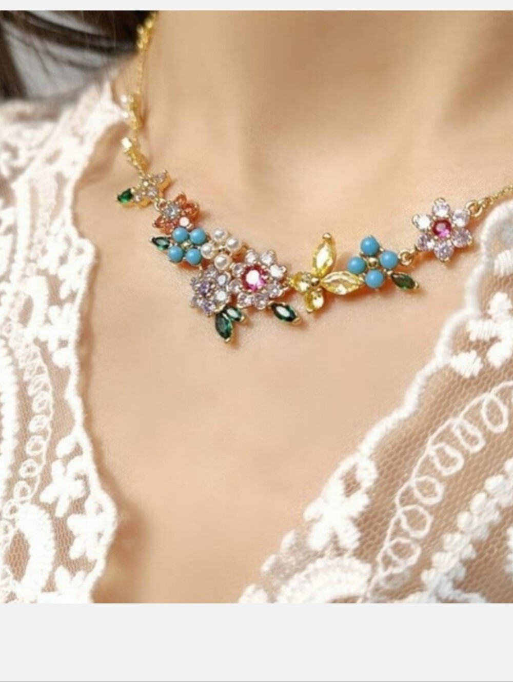 Kate Spade New York New Bloom Collar Necklace, plated metal, Cubic Zirconia Nwt